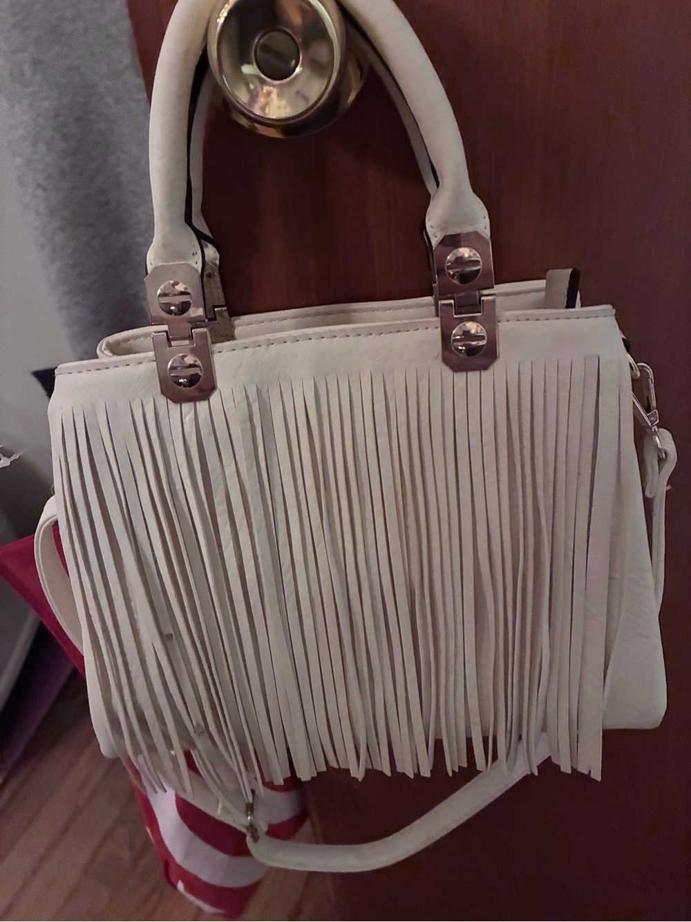 White Fringe Satchel Handbag - Stylish Women's Bag